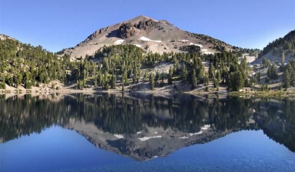Reflection of Lassen Peak on Manazita Lake in Lassen Park