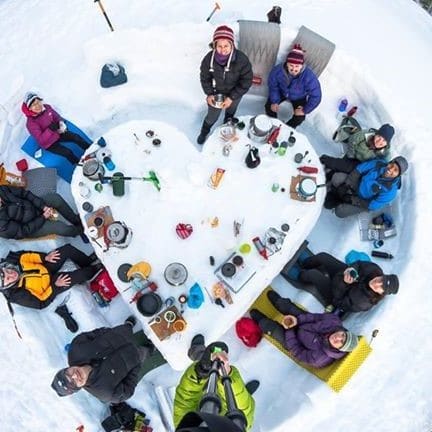 Group snow camping