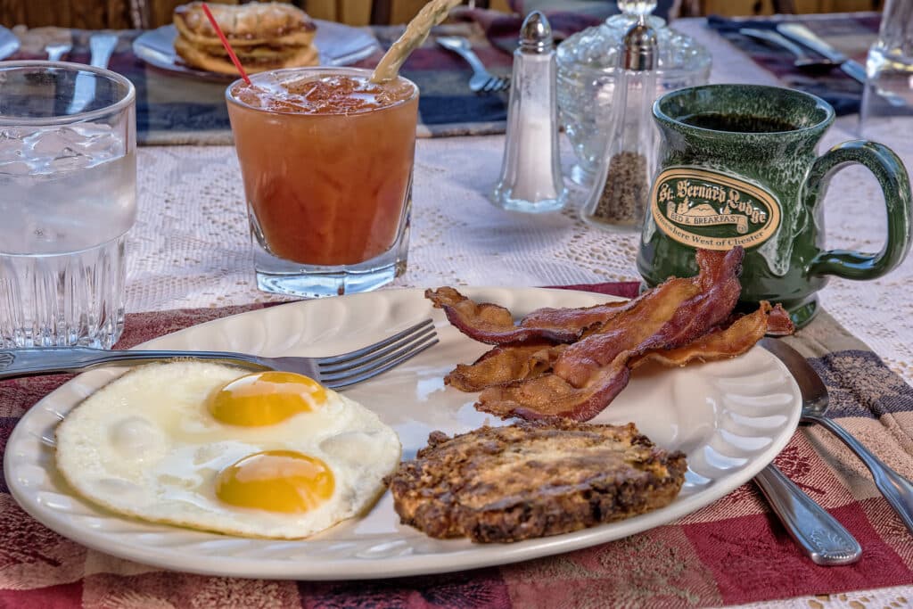 Breakfast in the dining room at St. Bernard Lodge near the Pacific Crest Trail.