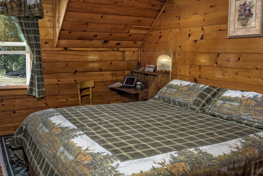 Woodland room at our European-style lodging near Lassen National Park